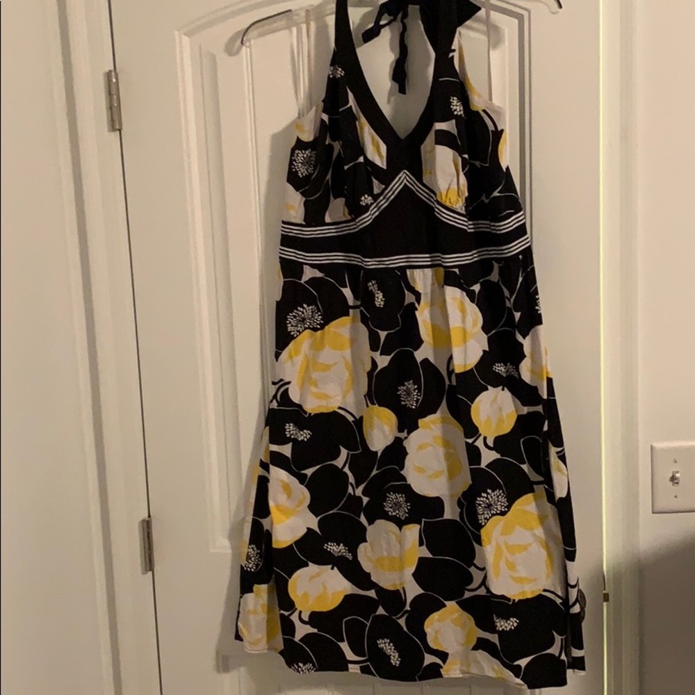 Black and Yellow halter Sun dress